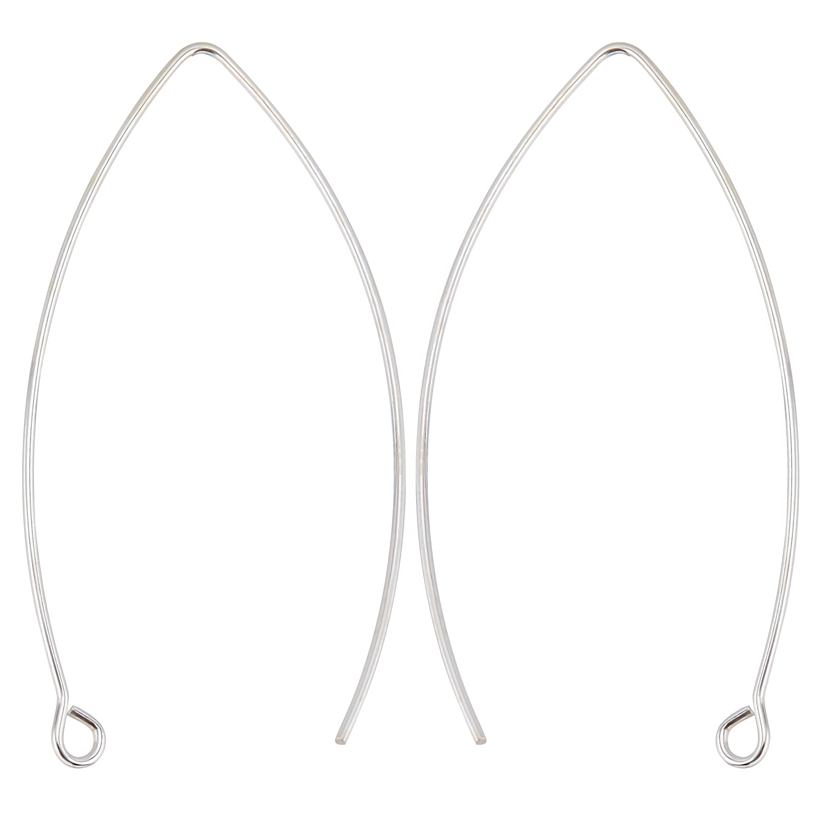 Beebeecraft 1 Box 10Pcs 925 Sterling Silver Ear Wires 37mm V-Shape Thin Earring Hooks for DIY Jewellery Making Findings (Wire 0.6mm)