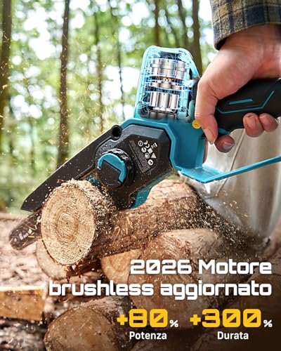 SEESII 6 & 8 Mini Electric Pruning Chainsaw for Wood Cutting – 1000 W | Chainsaw Pruning Chainsaw, Electric Saw with 2 x 4000 mAh Batteries, Automatic Lubrication - Branches