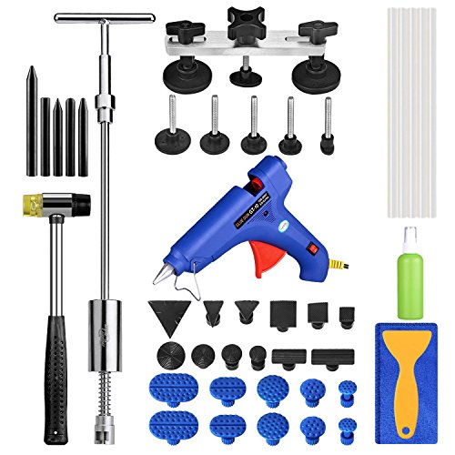 Super PDR 39pcs PDR Tools Auto Car Paintless Dent Remover Repair Tools Dent Lifter Bridge Puller Set the Hot Melt Glue Gun Sticks