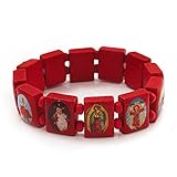 Stretch Red Wooden Saints Bracelet / Jesus Bracelet / All Saints Bracelet - Up to 20cm Length