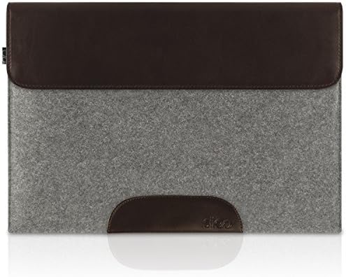 SILEO 15-15.6 Inch Premium Laptop Sleeve ARTHUR for Macbook Pro Air Dell XPS etc. - Genuine Wool Felt with - Case Bag Cover in Grey &amp; Brown