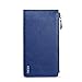MEKU Women's Slim Genuine Leather Bifold Wallet Zipper Purse Credit Card Organizer Phone Holder Blue Xmas Gifts