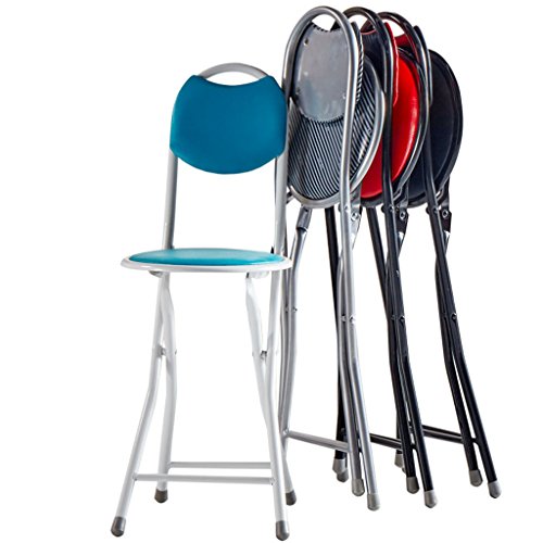 Folding Chairs Dining Chair Round Stool Folding Stool with backrest high Stool Chair Home bar Stool (Color : Black, Size : 303277.5CM) - Thumbnail 3