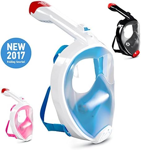 Full Face Snorkel Mask - Snorkel Set - NEW m. 2017 - Scuba Mask - Best Diving Mask with GoPro Adapter - Seaview 180 Panoramic Snorkel Mask - Anti Fog Snorkeling Mask - Swim Mask for Women Men Youth