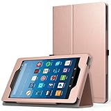MoKo Case for All-New Amazon Fire HD 8 Tablet (7th Generation, 2017 Release Only) - Slim Folding Stand Cover for Fire HD 8, Rose Gold (with Auto Wake / Sleep)