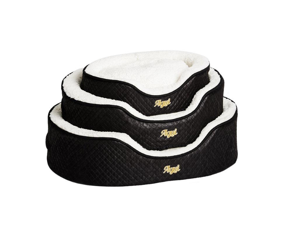 Agui AG10004 Diamond Oval Bed for Pets 55 x 45 x 17 cm, S, Black
