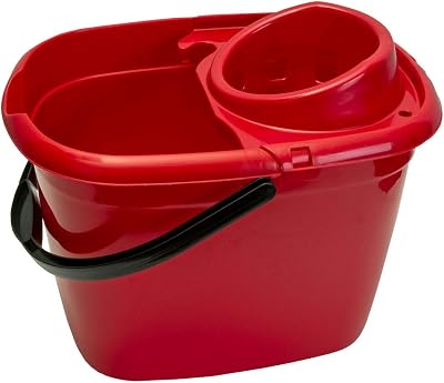 Abbey 12 Litre Red Mop Bucket with Wringer Colour Coded Plastic Cleaning Bucket