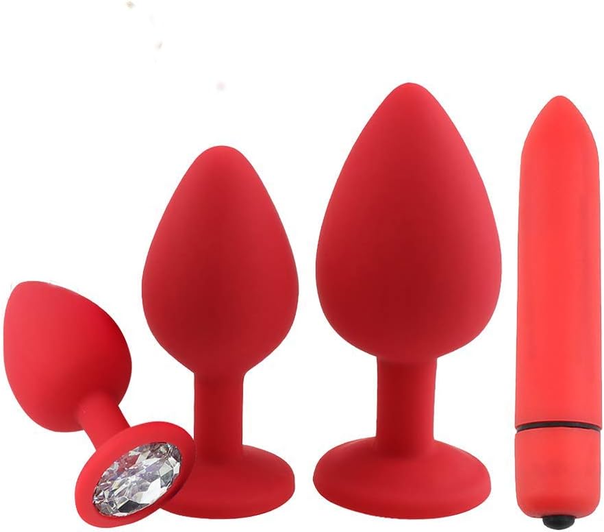 4Pcs/Set Soft Medical Silicone Trainer Kit Anale Pugs Beginner Set for Women and Men oft Share Pleasure Trainer Kits (4set RED)