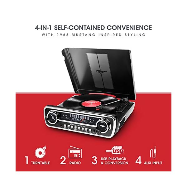 Tocadisco Ion 3 Vel Graba LP Radio Am FM Mustang Ford | Negro - Imagen 3