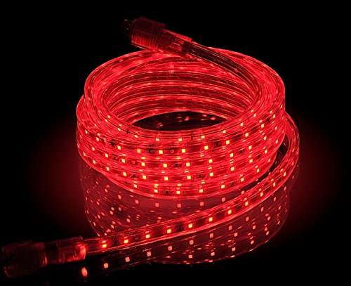 CBConcept UL Listed, 6.6 Feet, 720 Lumen, Red, Dimmable, 110-120V AC Flexible Flat LED Strip Rope Light, 120 Units 3528 SMD LEDs, Indoor Outdoor Use, Accessories Included, Ready to use - Thumbnail 2