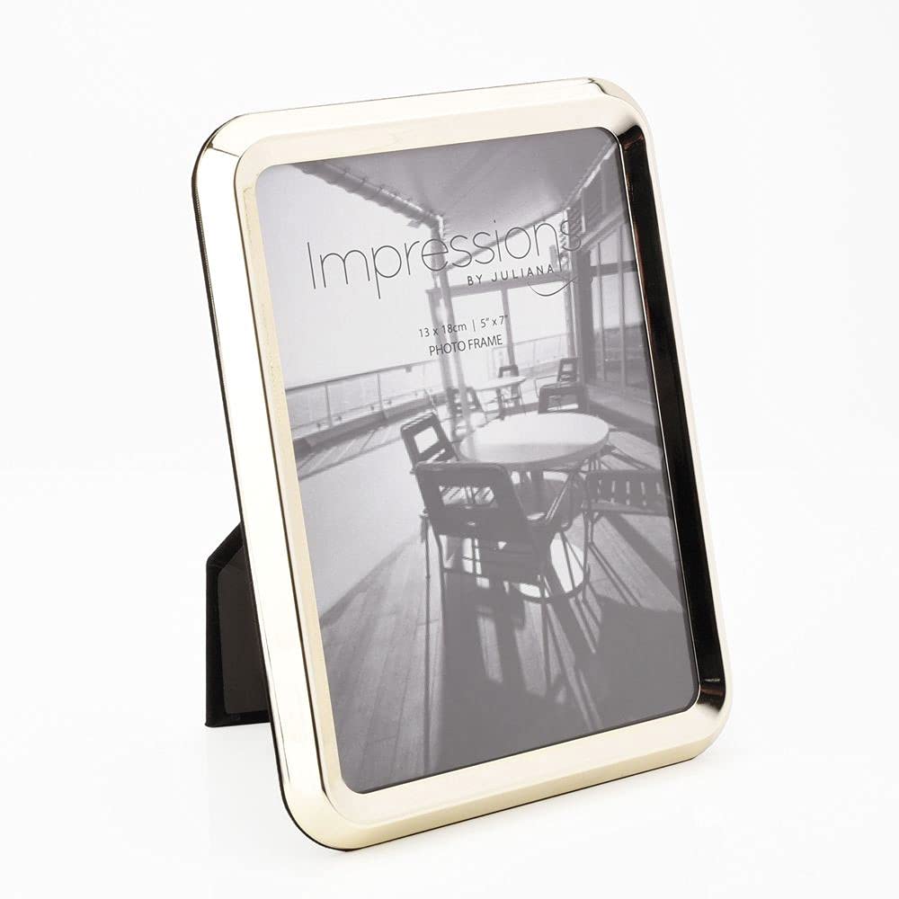 Impressions by Juliana 5" x 7" Plain Modern Gold Rectangular Photo Frame, Portrait or Landscape Orientation, FS130057