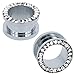 316L Stainless Steel Rhinestone Crystal Ear Tunnel Plugs Ear Gauges Expanders Body Piercing (White, 0g(8mm))