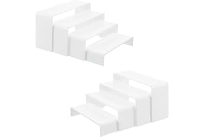 Famyards 8 Pcs Acrylic Risers(9.2", 8.8", 8.4", 8"), White Rectangular Retail Showcase Collectibles Display Shelf, Desktop Acrylic Display Stand Riser for Amiibo Funko Pop Figures Cupcake Dessert