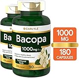 Bacopa Monnieri Capsules | 1000 mg | 180 Capsules | Non-GMO & Gluten Free | by Carlyle