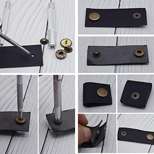 image for TommoT 60 Set Snap Fasteners Kit for Leather/Clothing,3 Color(Gunmetal