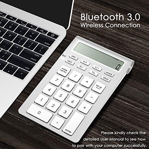 Cateck Wireless Bluetooth Numeric Smart Keypad with Calculator for iMac, MacBooks, PCs, Bluetooth Numeric keypad for Laptop, Wireless 10 Key Number pad for mac, Ten Key MacBook pro Calculator - Thumbnail 4