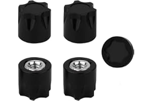 Pothyes 4PCS Aluminium Wheel Rim Center Cap M4 Nuts with Tool for 1/10 RC Crawler Axial SCX10 90046 TRX4 TRX6 Tamiya Recat RC Crawler Upgrades，Star Shape (Black)