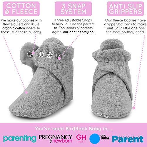 Fleece Baby Booties Organic Cotton & Gripper Bottoms, Cozy Boys