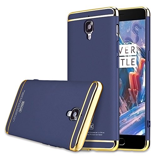 OnePlus 3T Case, GKK 3 in 1 Hybrid PC [HARD] Full Protection / Electroplated Line Case for OnePlus 3/3T (Navy)