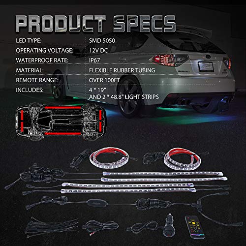 Xprite Car Underglow RGB Dancing Light Kit with Wireless Remote Control
