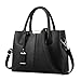 Covelin Women's Top-handle Cross Body Handbag Middle Size Purse Durable Leather Tote Bag Black