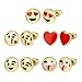 Choker 5pcs Gold Plated Cute Funny Emoticon Faces Stud Earrings Set for Women Girls