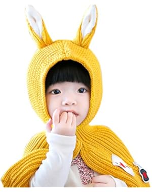 Infant Baby Boys Girls Cute Rabbit Ears Hat Knitted Warm Hat Scarf Shawl Cap