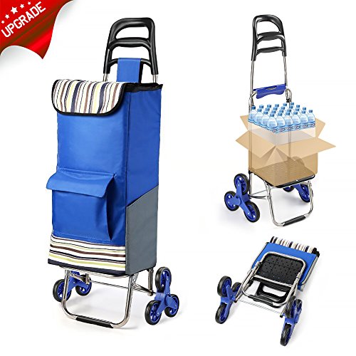 Buy Folding Shopping Cart Extended Handle Stair Climbing Cart with