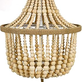 Amazon Brand – Stone & Beam Modern Farmhouse Wood Bead Ceiling Pendant Chandelier Fixture With 2 LED Vintage Light Bulbs… 51JGqsUmR6L