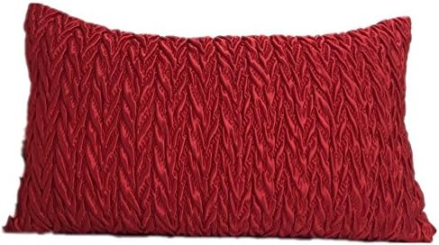 CUSHIONLIU Braid Pleated Socks Quilted Waist Pillow Simple Modern Solid Color Long Waist 12"X 20" red