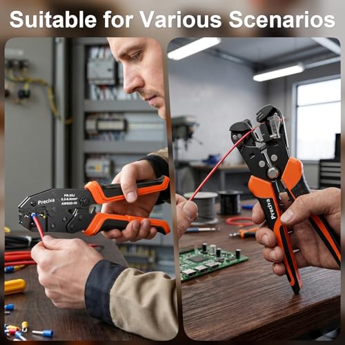 Automatic Wire Stripper and Insulated Terminal Crimper, 2 in 1 AWG 24-10 Wire Stripping Tool and AWG 20-10 for Crimping Heat Shrink Connectors, Professional and DIY Use