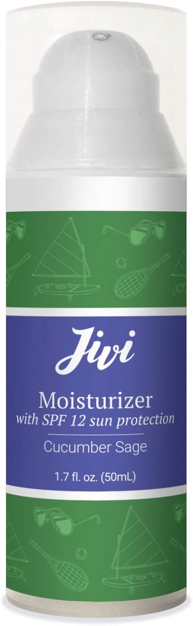 Face Moisturizer with SPF 12 Sun Protection (Cucumber Sage) | Reduces Redness and Prevents Sun Damage | 100% Natural with Organic Ingredients | Made for Sensitive and Oily Skin | 1.7 fl. oz.