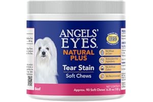 Angels' Eyes Natural Tear Stain Prevention Soft Chews for Dogs | Beef Flavor| for All Breeds | No Wheat No Corn | Daily Supplement | Proprietary Formula | 90ct