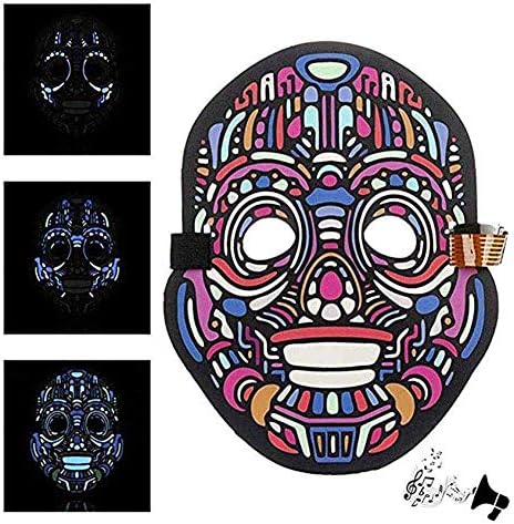 LUMENCRAFT Cosplay, Halloween Parties, Full Psychedelic Trippy LED Sound Activated Face Mask (Multicolour)