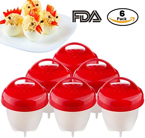 Non-Stick Silicone Egg Cooker by TONHA | Rapid Egg Cooker Replacement | Includes Egg Cooker Cups &amp; 1 Colander | Perfect for making Egglettes or Hard &amp; Soft Boiled Eggs | As Seen On Tv - 6 Pack