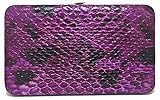 Women's Bubbly Snakeskin Pattern Textured Clutch Travel Wallet Credit Card & Money Organizer (Purple)