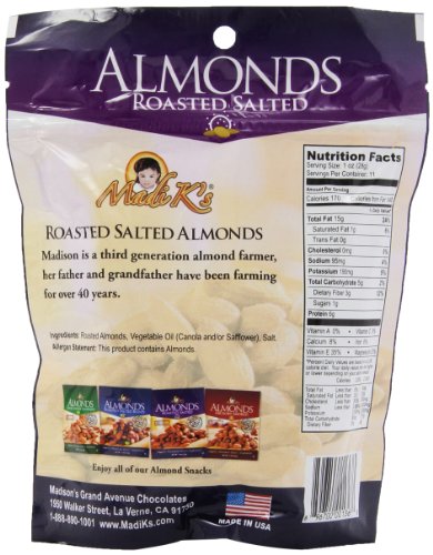 Madi K's Roasted and Salted Almonds, 11-Ounce Pouches (Pack of 4) - Thumbnail 3