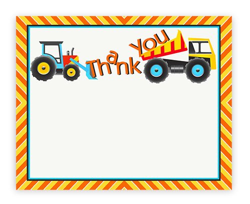POP parties Construction Party Thank You Cards - 10 Thank You Cards + 10 Envelopes