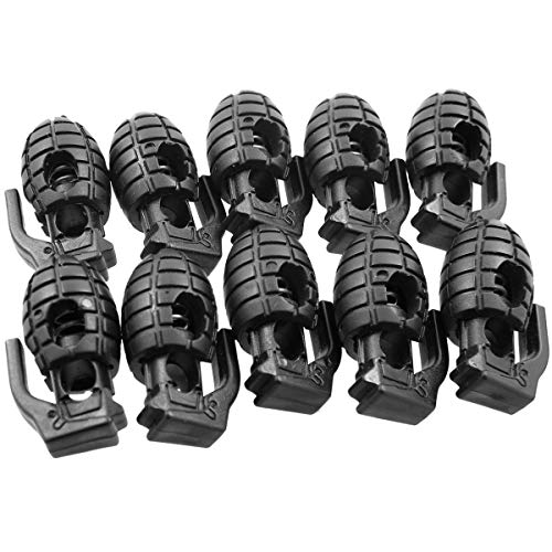 Shells Strong Spring Loaded Stop Sliding Cord Locks Fastener Slider Toggles End Cord Lock Stopper Buttons for Camping & Hiking, Shoelace Replacement, Sports, Backpacks (Black) - Thumbnail 6