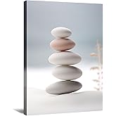 KPLUNDO Zen Wall Art Canvas Print Bathroom Decor Spa Stone Picture Meditation Painting Artwork for Yoga Spiritual Room Living Room Office Modern Home Decor Frame(Art-2,12.00x18.00 inch)