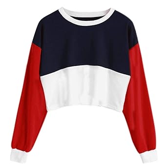 Styledress Sweatshirt Damen,Damen Langarmshirt Kurzes Hoodie Sweatshirt Sweatjacke Langarm Pullover Hosenanzug T-Shirt Oberte