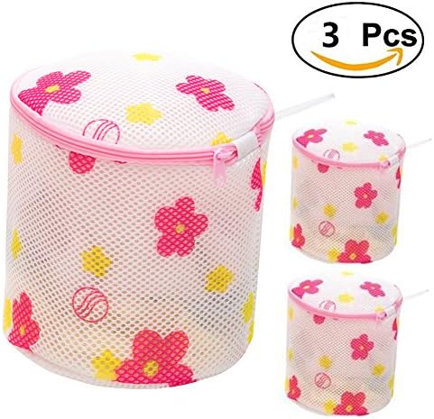 3-Pack of Premium Bra Wash Bags for Delicates Double-Wall Protection Laundry Bags for Protecting Delicates, Lingerie, and Socks - Flower