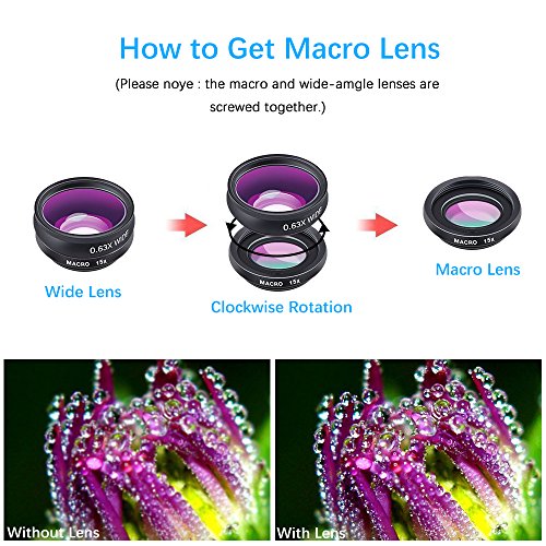 10 in 1 Camera Lens Kit by Ailuki,Wide Angle Lens&Macro Lens+Fisheye Lens+Telephoto Lens+CPL/Flow/Radial/Star Filter+Kaleidoscope, Selfie Remote Control+Tripod for iPhone Samsung Galaxy Huawei - Thumbnail 5
