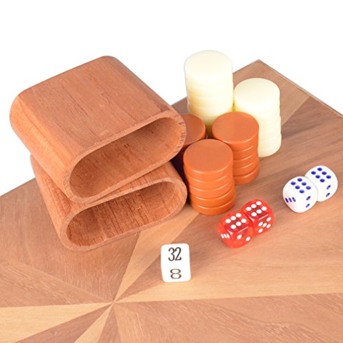 17' Backgammon Game Set w/ Wood Inlay Board and Accessories