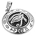 MENDINO Mens Stainless Steel Pendant Necklace Eygptian Eye of Horus Silver Tone with a 22 inch Chain