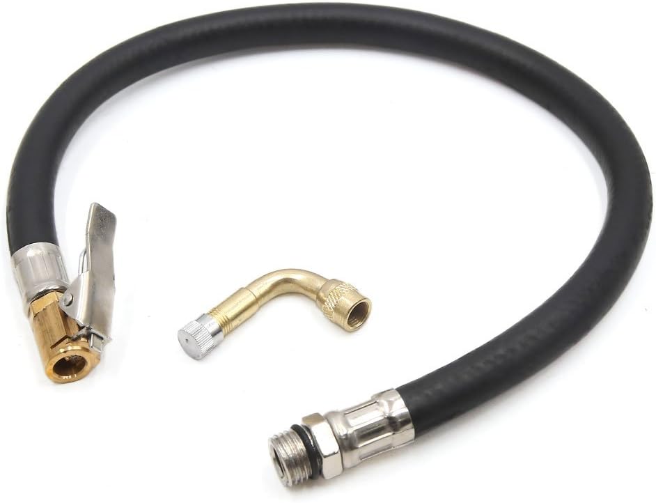 Sourcingmap 13mm Thread Dia Car Tire Inflator Hose W/ 90 Degree Valve Extension, Silver Tone,gold Tone,black, 17 x 15 x 1.5 cm