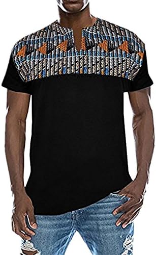 Shele Men's Fashion Short Sleeve African Print Dashiki T-Shirt Tops（Choose One Size up）