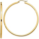 14k Gold Square-Tubed Hoop Earrings (2mm Thick)