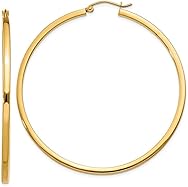 14k Gold Square-Tubed Hoop Earrings (2mm Thick)