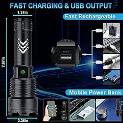 Rechargeable LED Flashlights High Lumens, 120000
